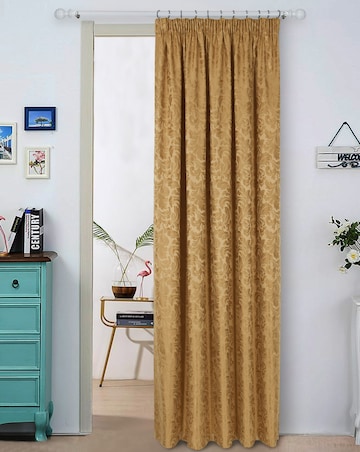 Buckingham Jacquard Light Filtering Pencil Pleat Lined Door Curtain