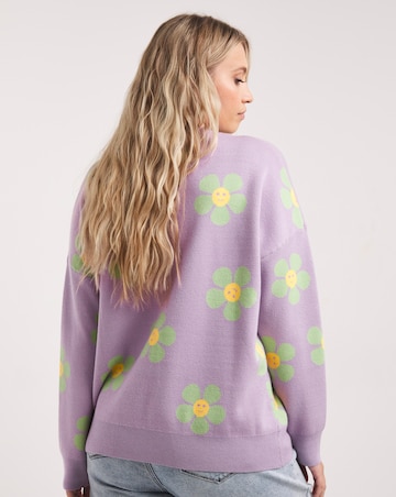 Smiley Flower Pattern Jumper | Simply Be