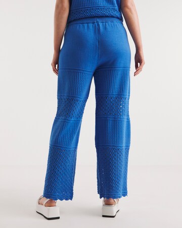 Bright Blue Crochet Wide Leg Trouser Co-ord