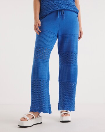 Bright Blue Crochet Wide Leg Trouser Co-ord