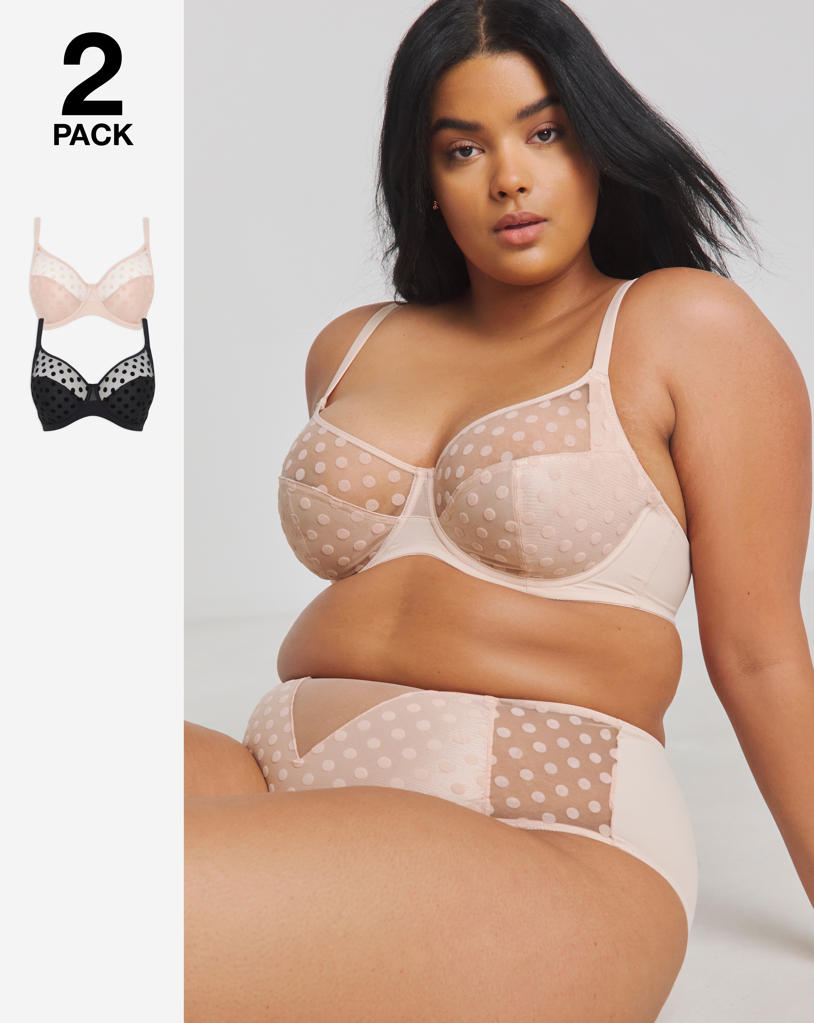 2 Pack Hannah Everyday Spot Mesh Bras