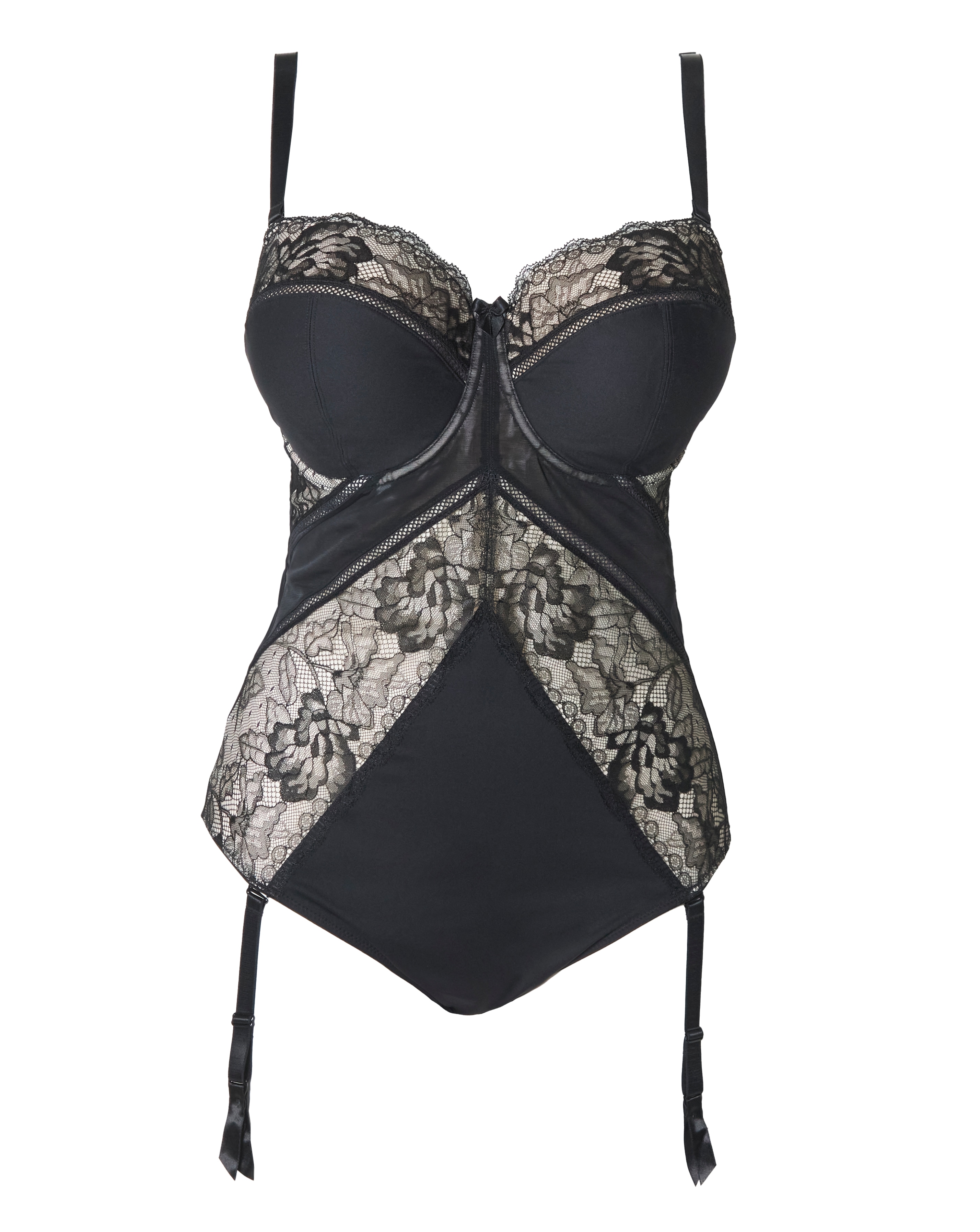 MAGISCULPT Plus Size Sculpt Lace Padded Multiway Body In Black | UK Size 46B Women's