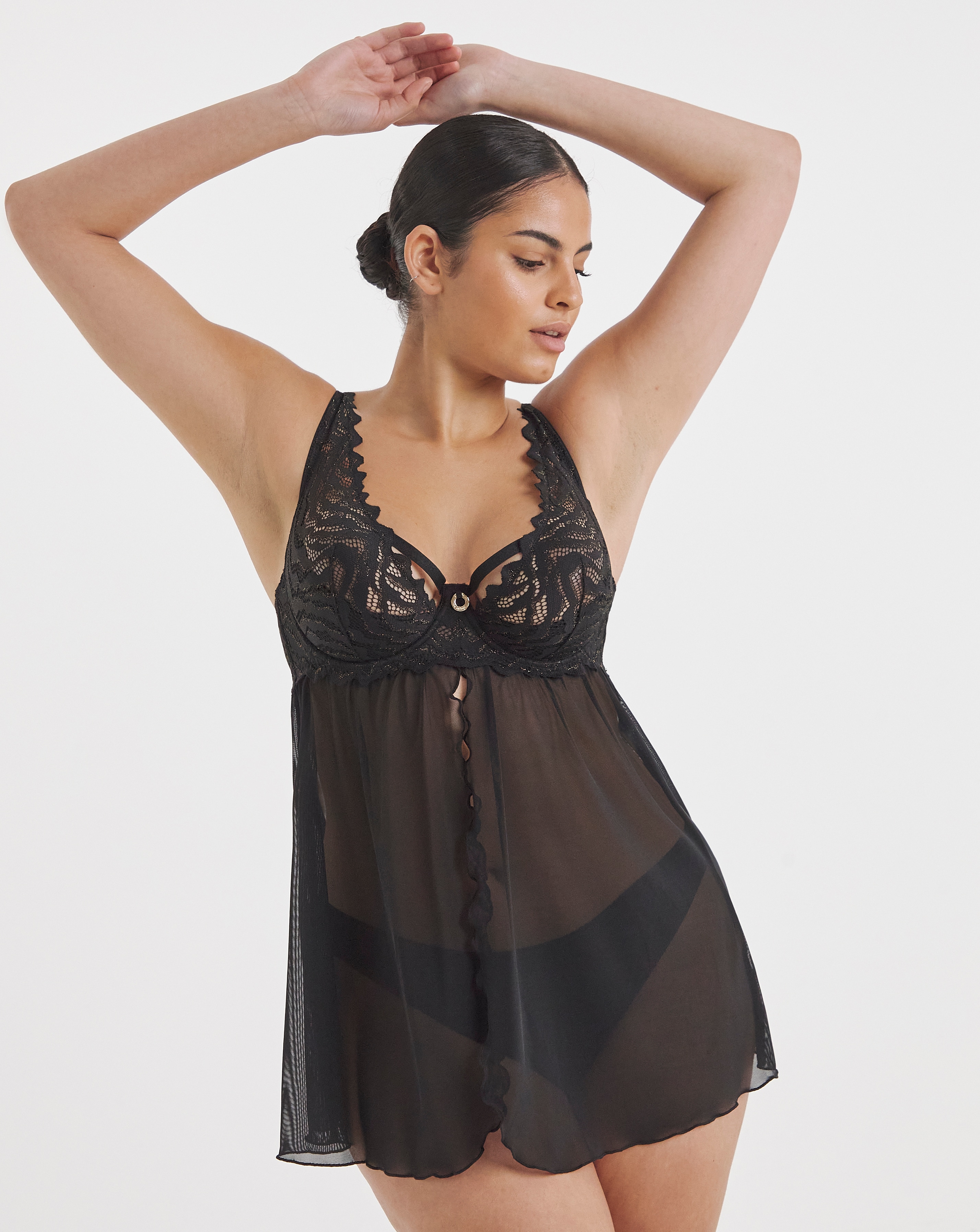 Simply Be ZeBra Lace Babydoll In Black | UK Size 36B Women's