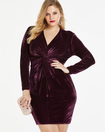 Simply Be By Night Twist Front Velvet Dress | Simply Be