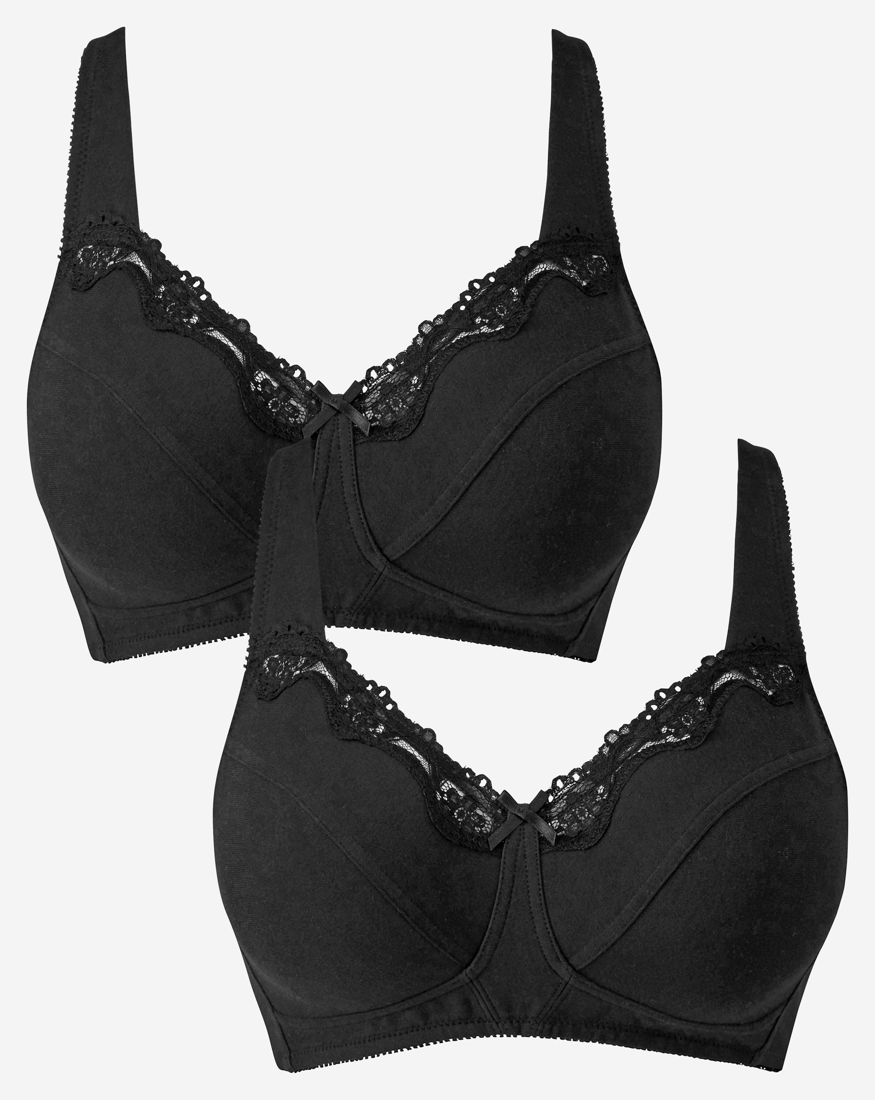 Pretty Secrets Sarah 2 Pack Black/Black Full Cup Non Wired Bras Simply Be