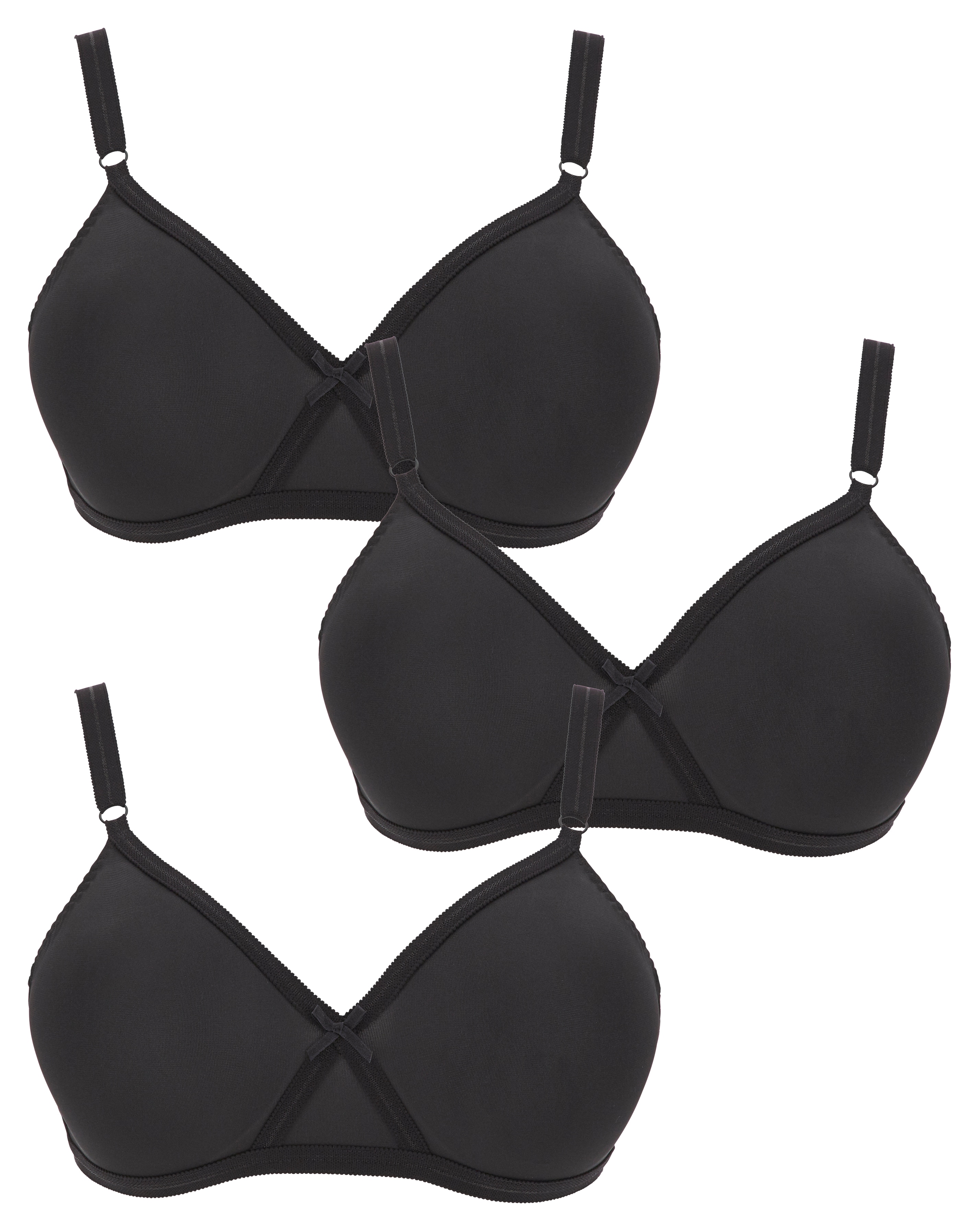 Pretty Secrets 3 Pack Claire Bras In Black | UK Size 36B Women's