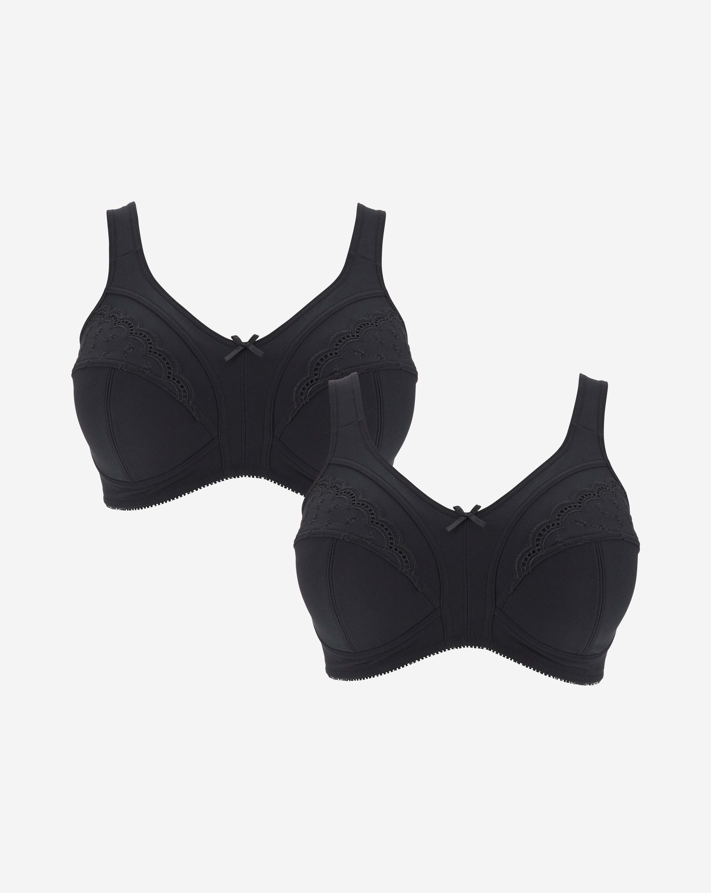 Pretty Secrets 2 Pack Sally Minimiser Non Wired Bras In Black/black | UK Size 38C Women's