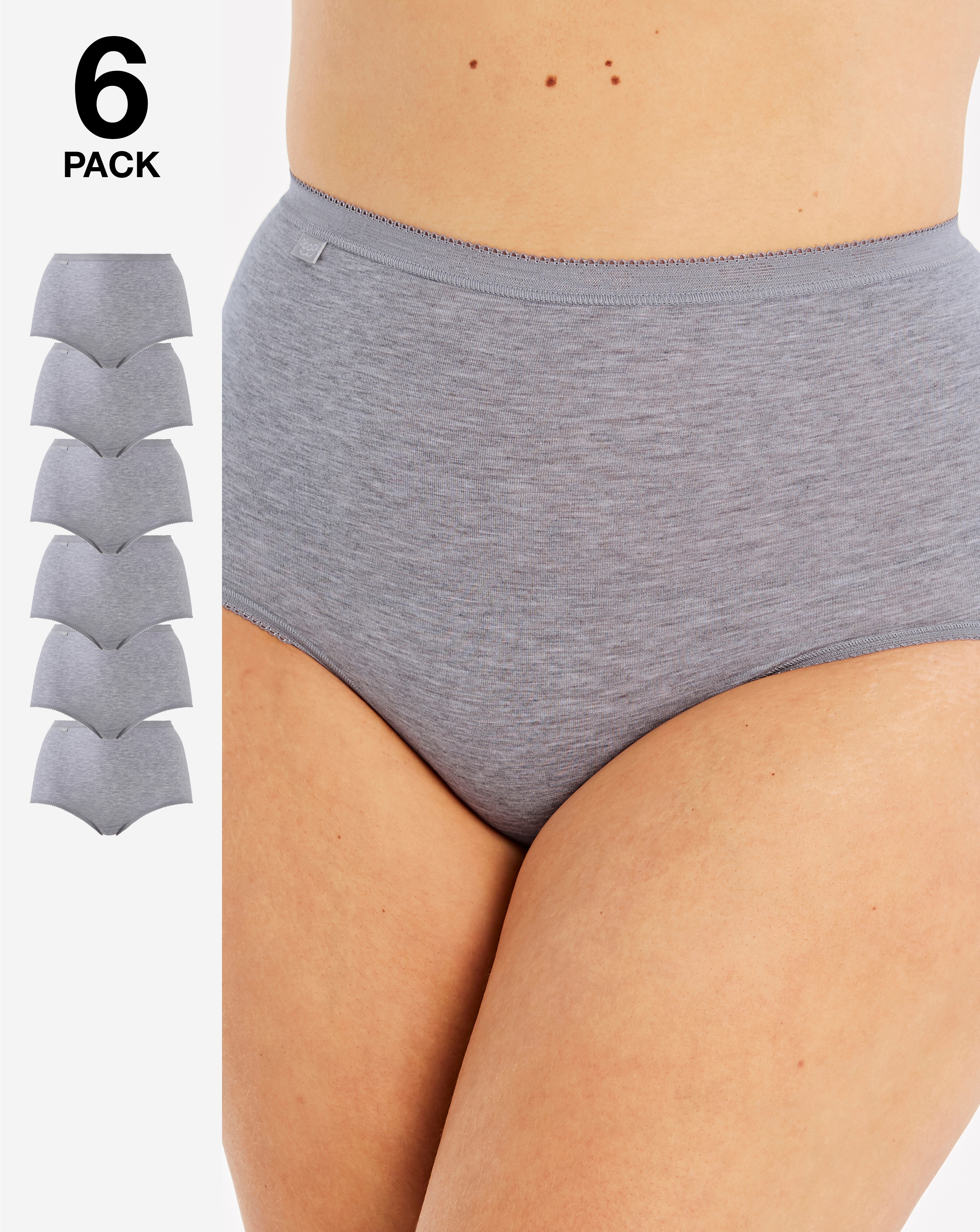 Sloggi 6Pk Basic Maxi Knicker Grey Mix