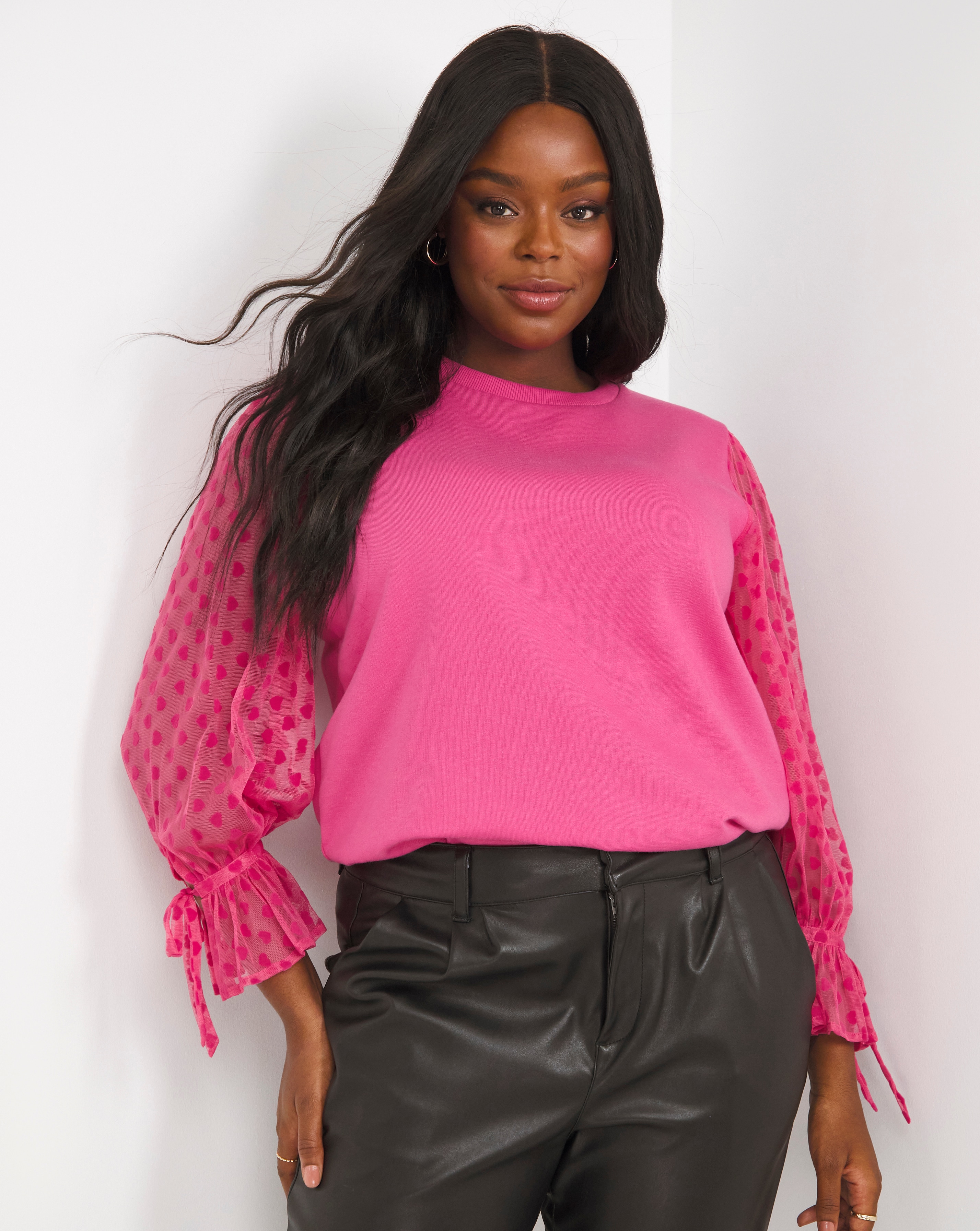 Heart Mesh Sleeve Sweatshirt Simply Be