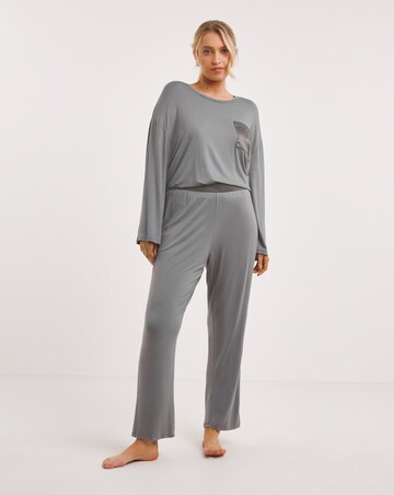 Pretty Secrets Viscose Jersey Satin Trim Pyjamas