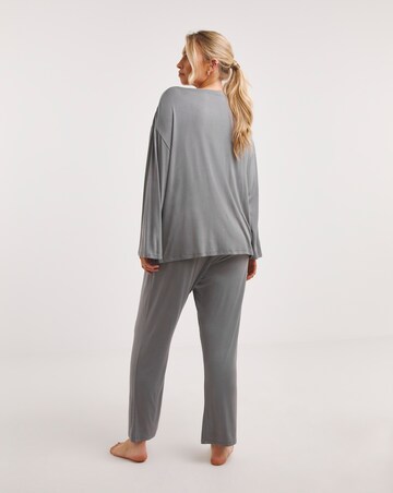 Pretty Secrets Viscose Jersey Satin Trim Pyjamas