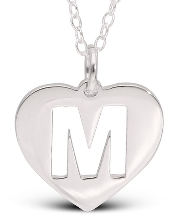 Sterling Silver Initial Heart Pendant on 18 Inch Chain