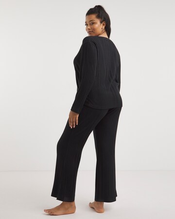 Figleaves Super Soft Rib Knit Cardi & Flared Trousers Lounge Set