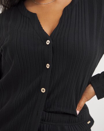 Figleaves Super Soft Rib Knit Cardi & Flared Trousers Lounge Set