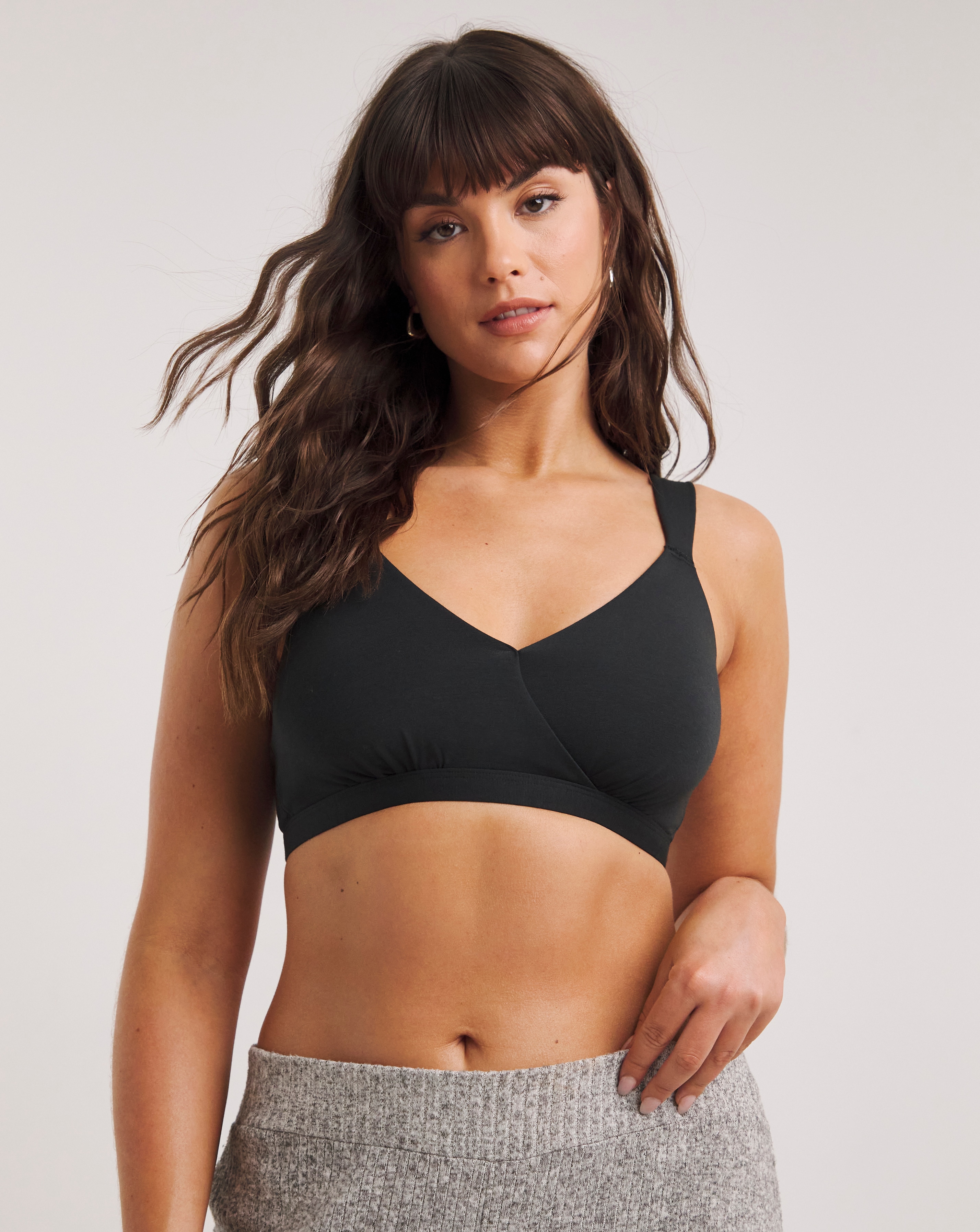 Figleaves DD+ Comfort Cotton Modal Sleep Bra In Charcoal | UK Size 30DD Women's