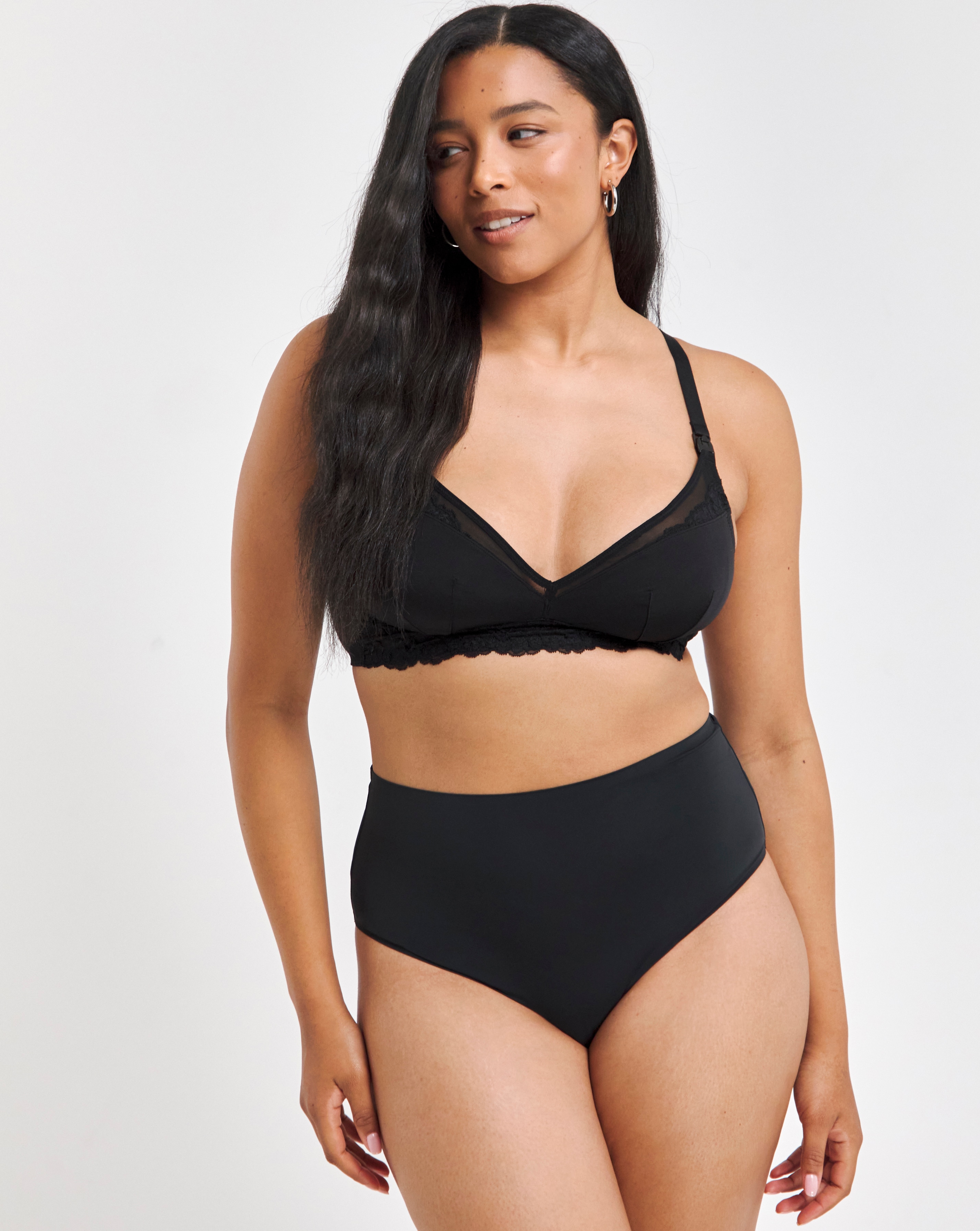 Figleaves DD+ Ella Mesh Nursing Bra In Black | UK Size 38DD Women's
