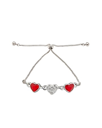Jon Richard Silver Plated Red Dancing Heart Bracelet