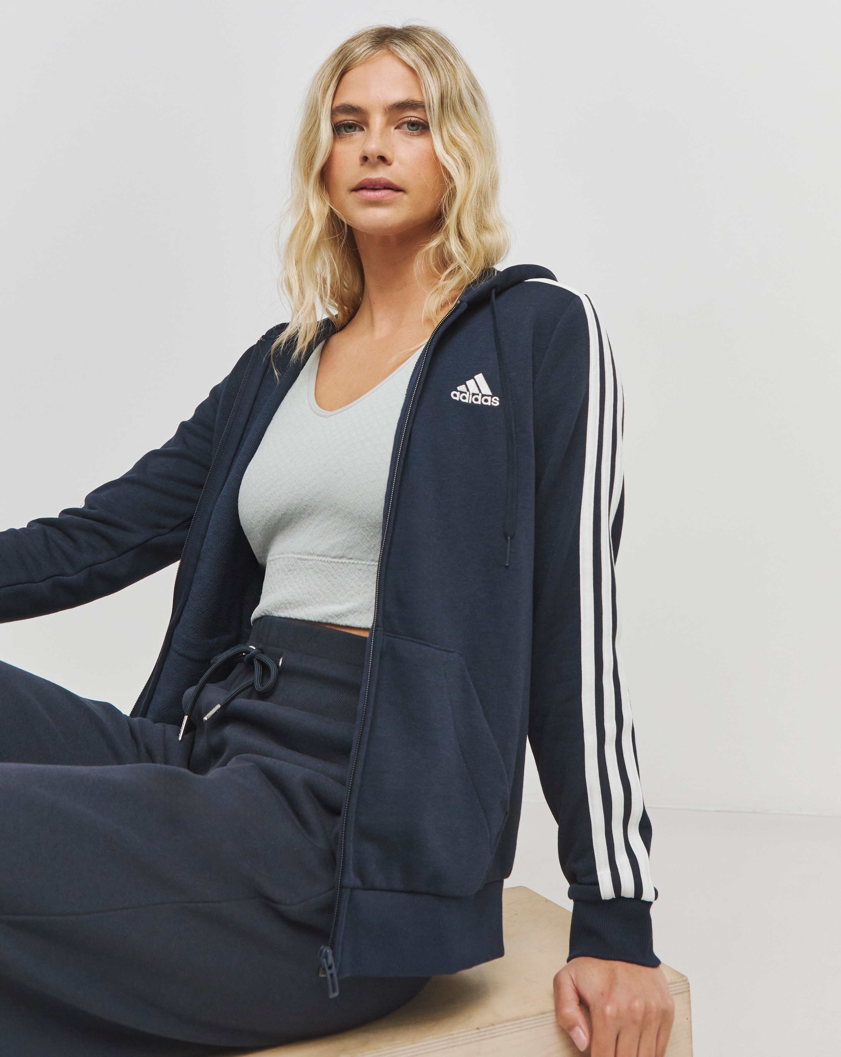 adidas 3 Stripes Full Zip Hoodie