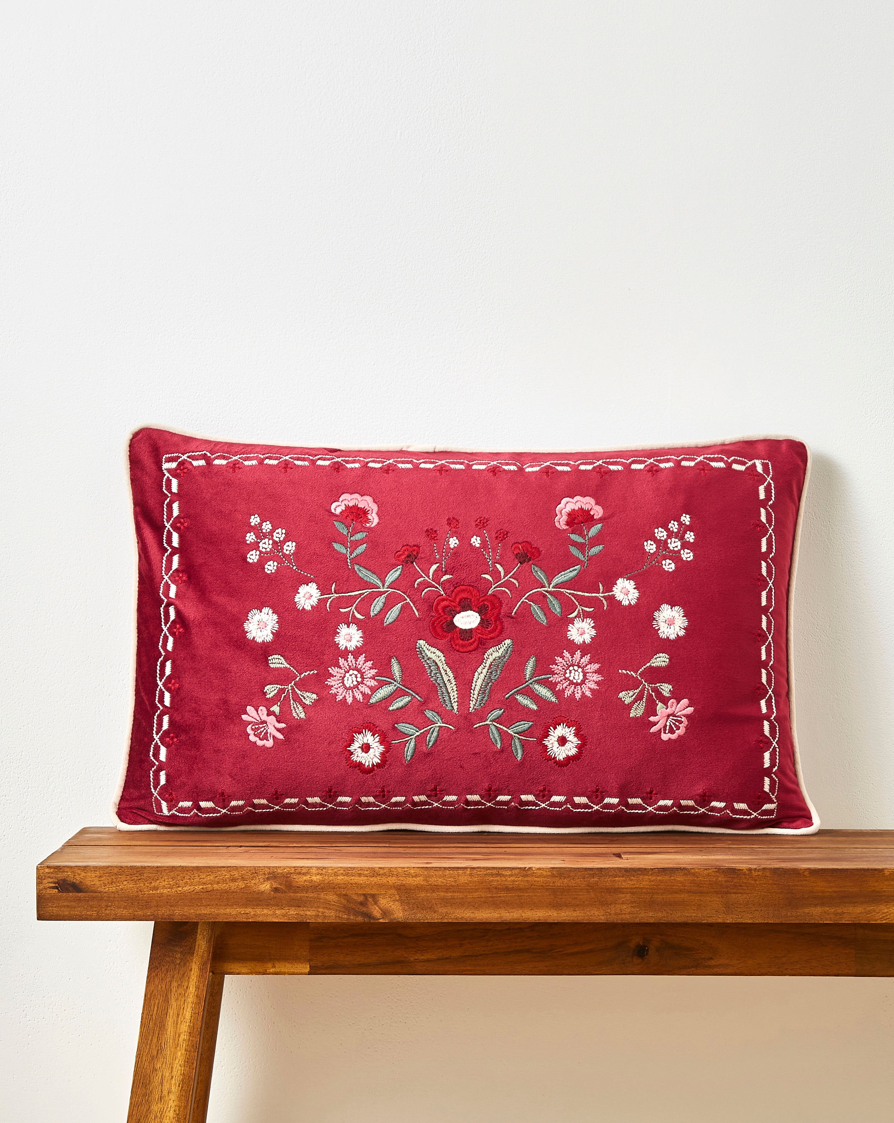 Clara Cushion with Floral Embroidery