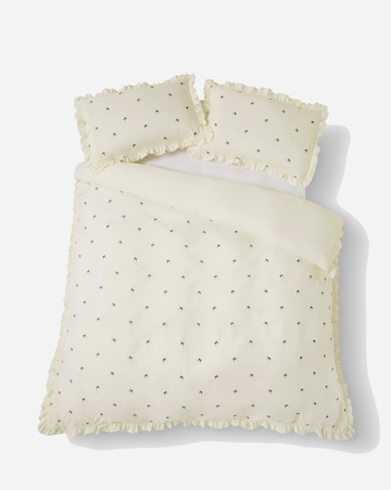 Cosette Embroidered Bows Ruffle Edge Duvet Cover Set