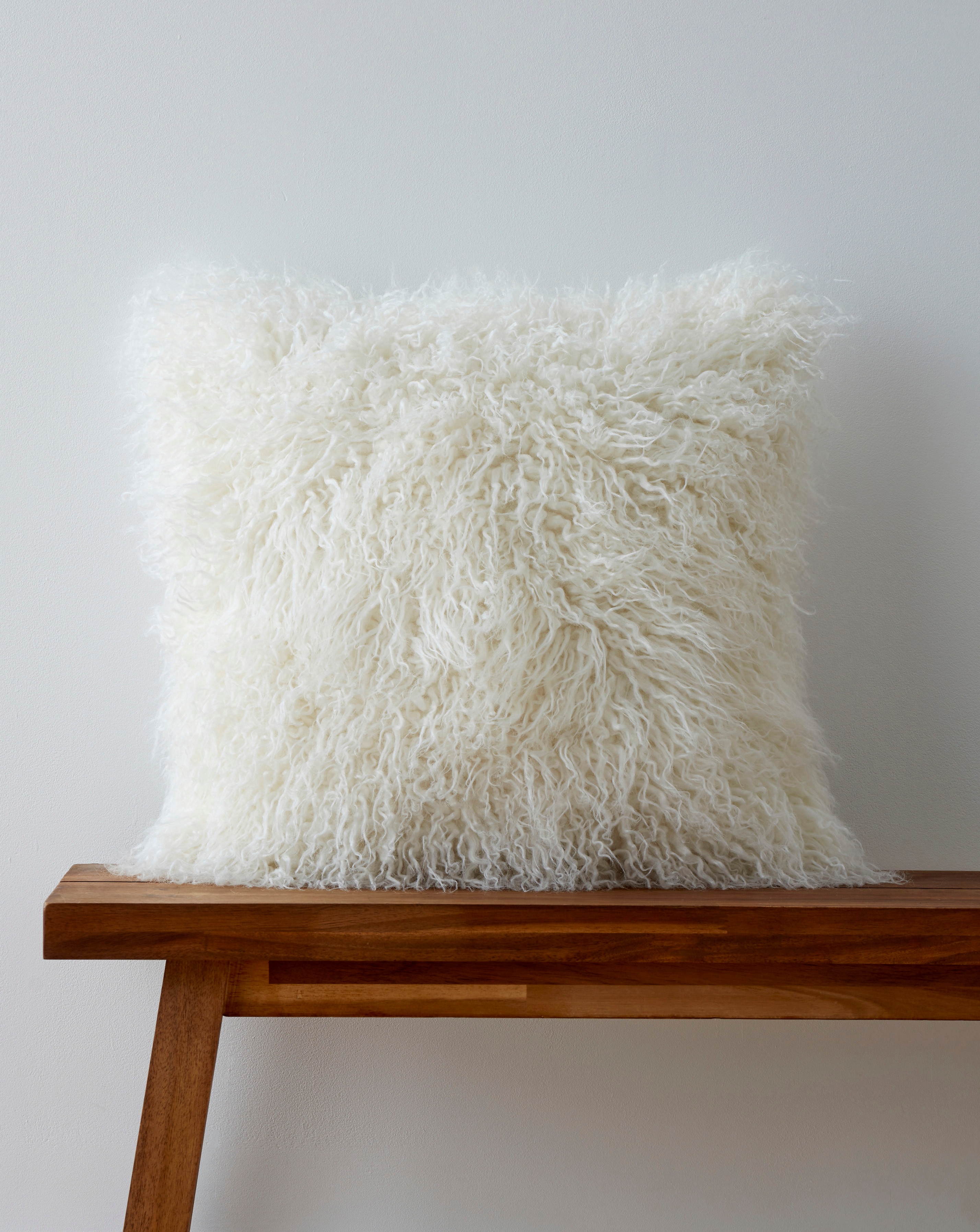 New In - Mongolian Faux Fur Cushion - Ivory