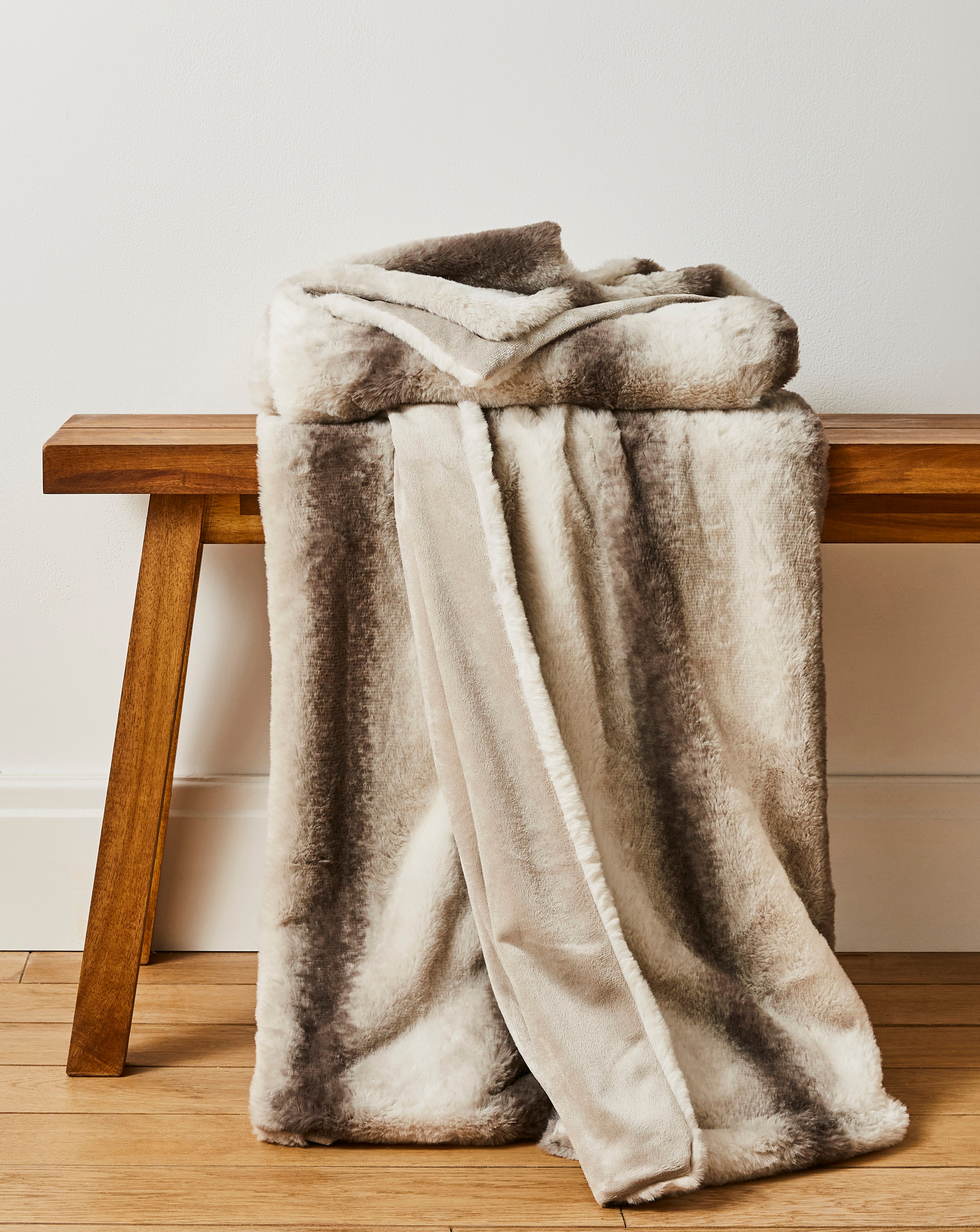 Stripe Animal Printed Faux Fur Throw