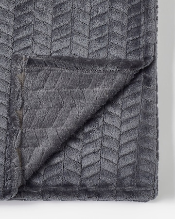 Embossed Jacquard Fleece Throw - Charcoal