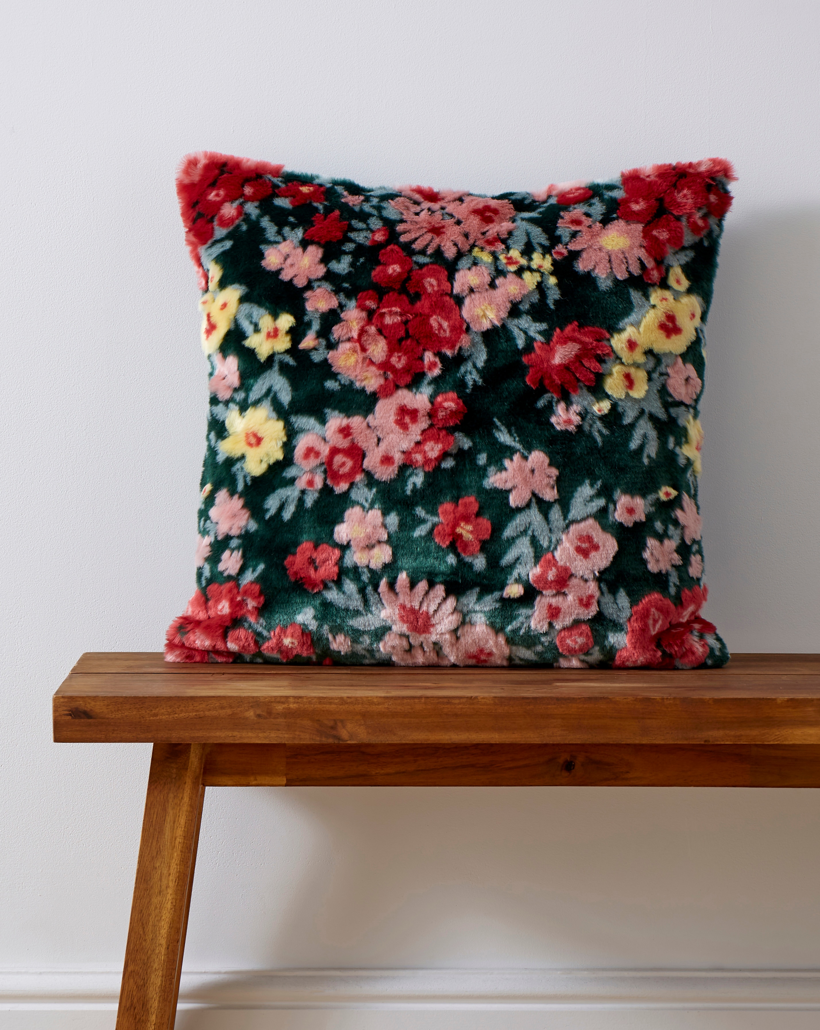 Ditsy Floral Faux Fur Cushion