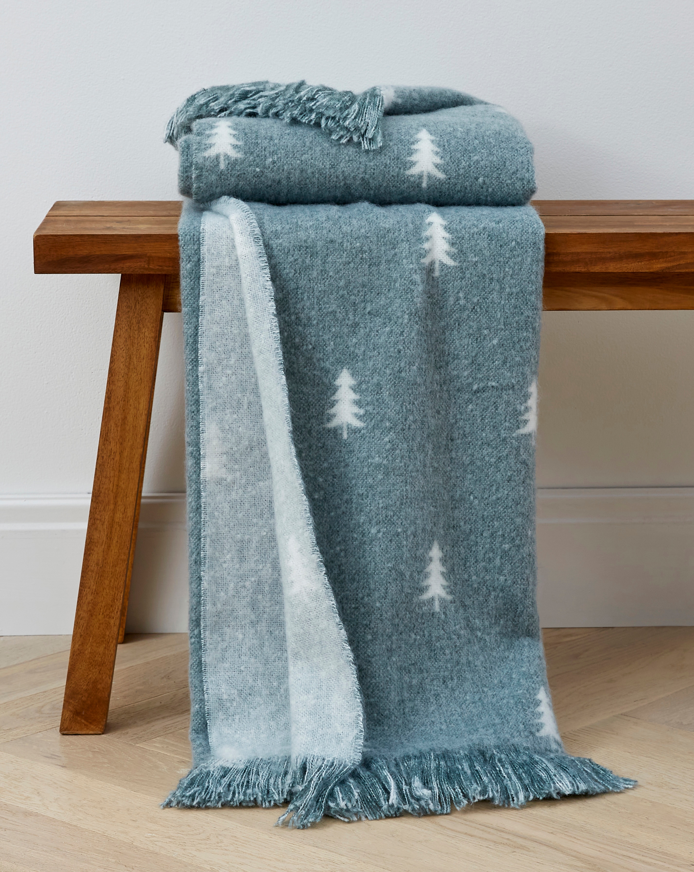 Christmas Trees Faux Mohair Throw