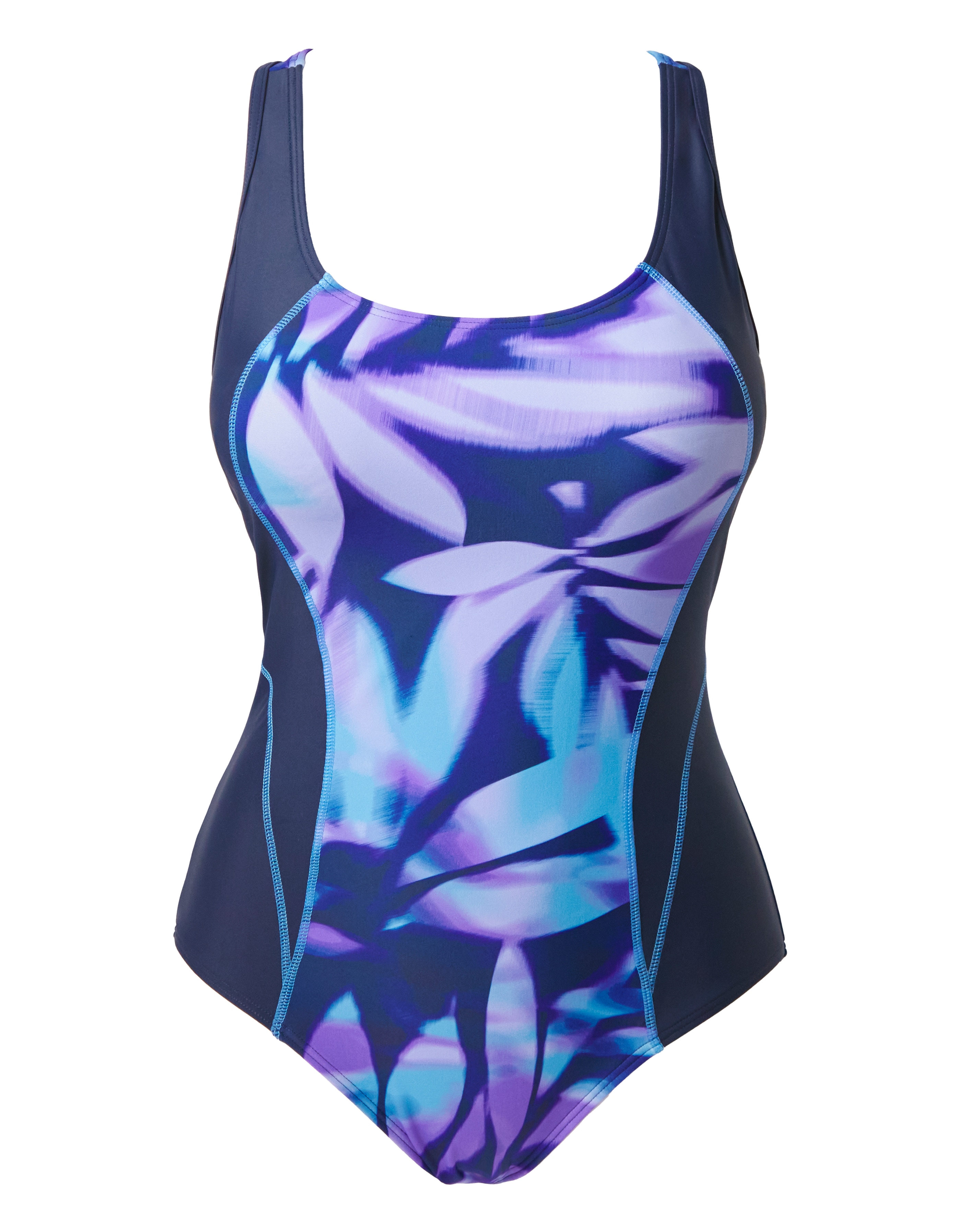Sports Leaf Print High Neck Swimsuit