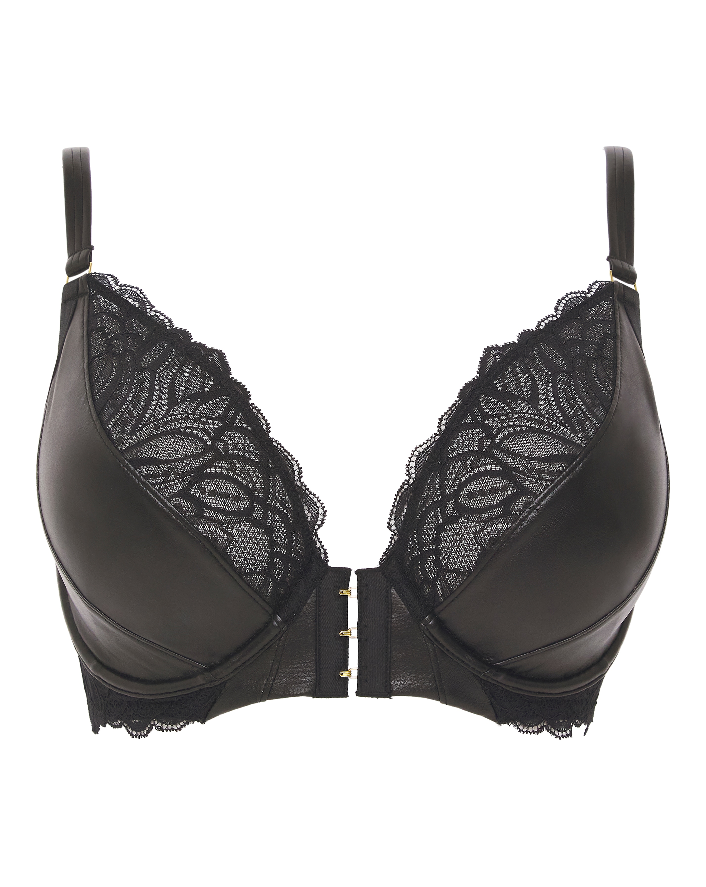 Figleaves Erin Leather & Lace Plunge Bra