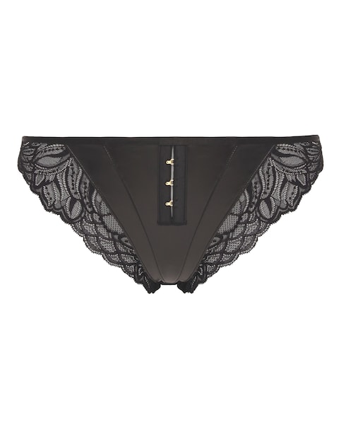 Figleaves Erin Leather & Lace Brazilian - Black