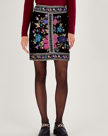 Monsoon Freya Embroidered Velvet Skirt