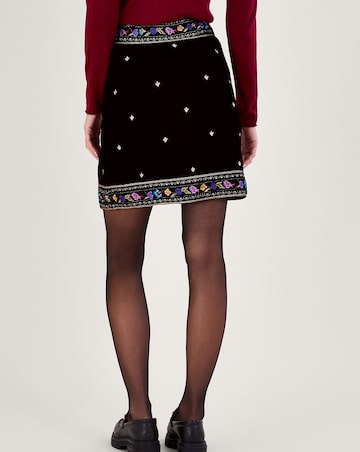 Monsoon Freya Embroidered Velvet Skirt