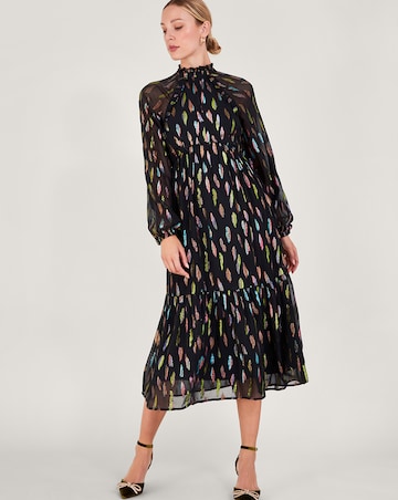 Monsoon Fenna Feather Print Dress