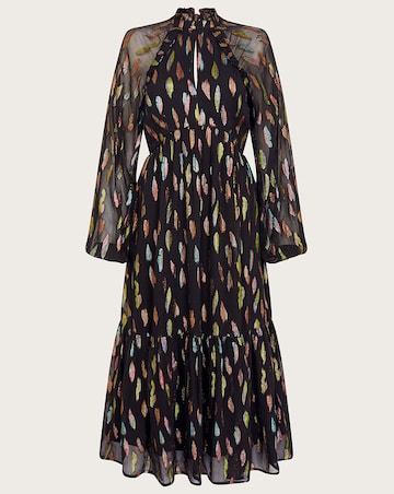 Monsoon Fenna Feather Print Dress