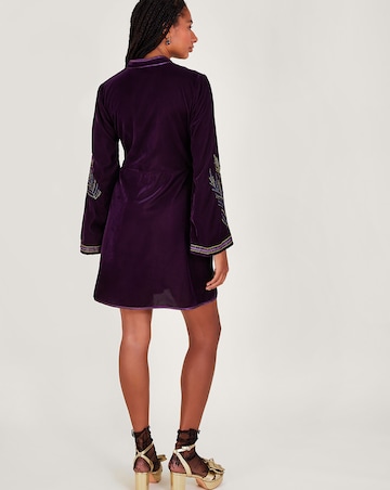 Monsoon Navi Embellished Velvet Dress
