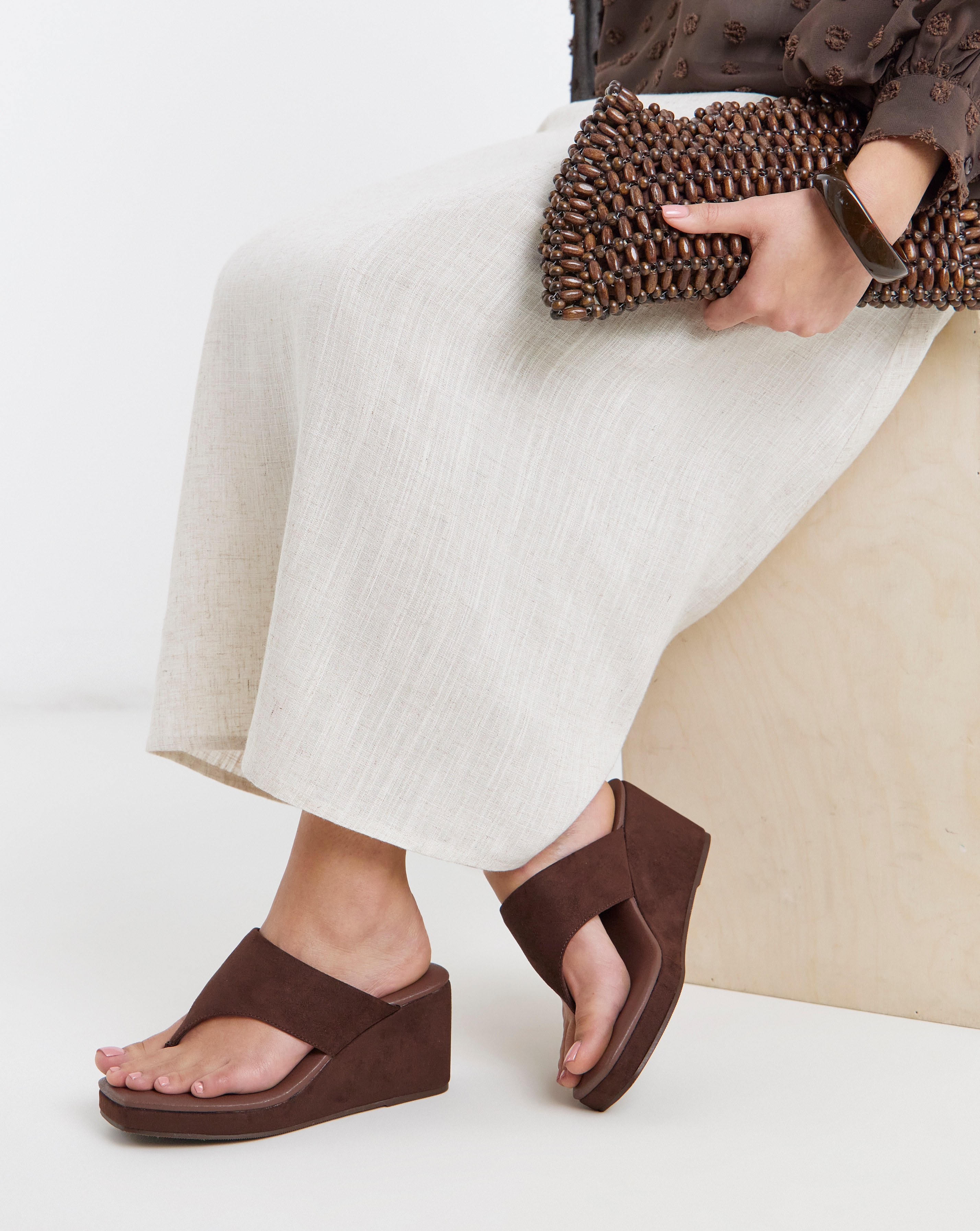 New In - Wedged Toe Post Sandals Wide Fit