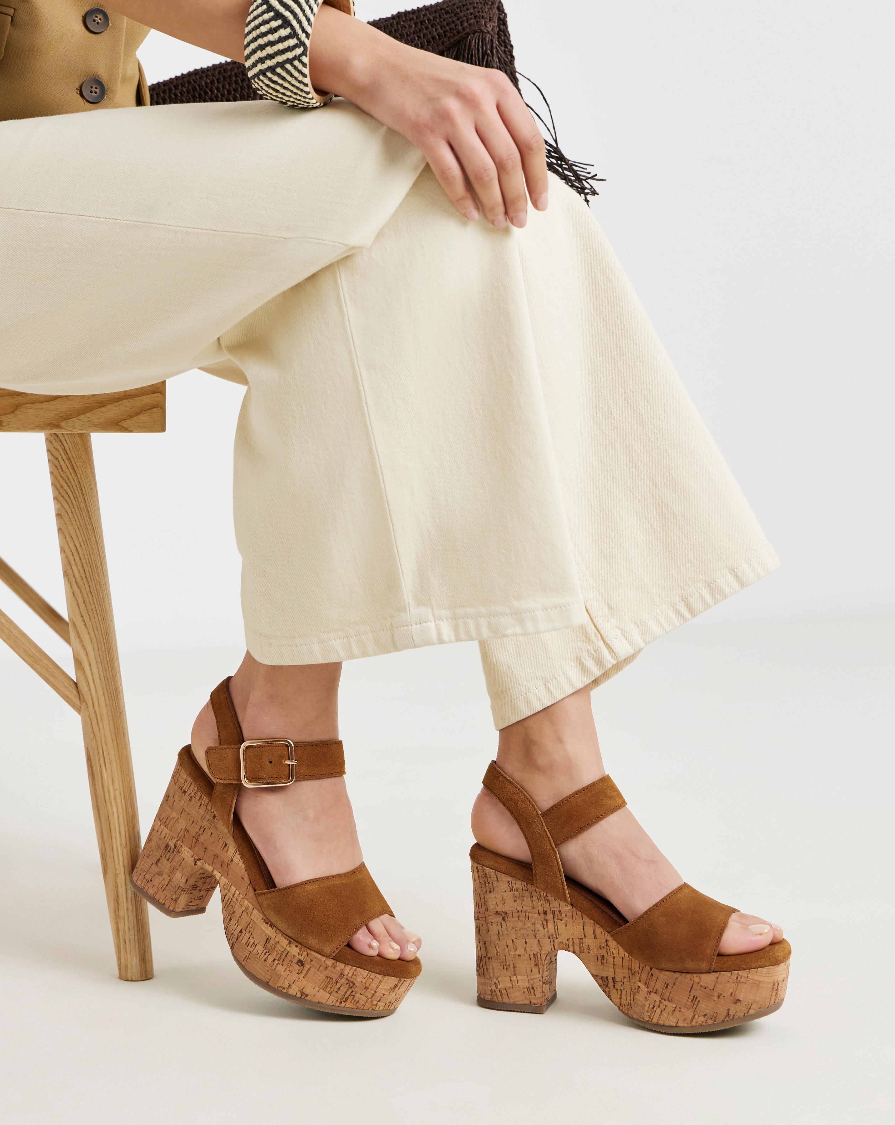 New In - Platform Cork Sandals Wide Fit