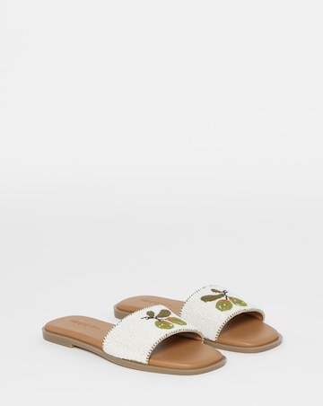 Icon Beaded Fruit Mule Sandals - Wide Fit (E)