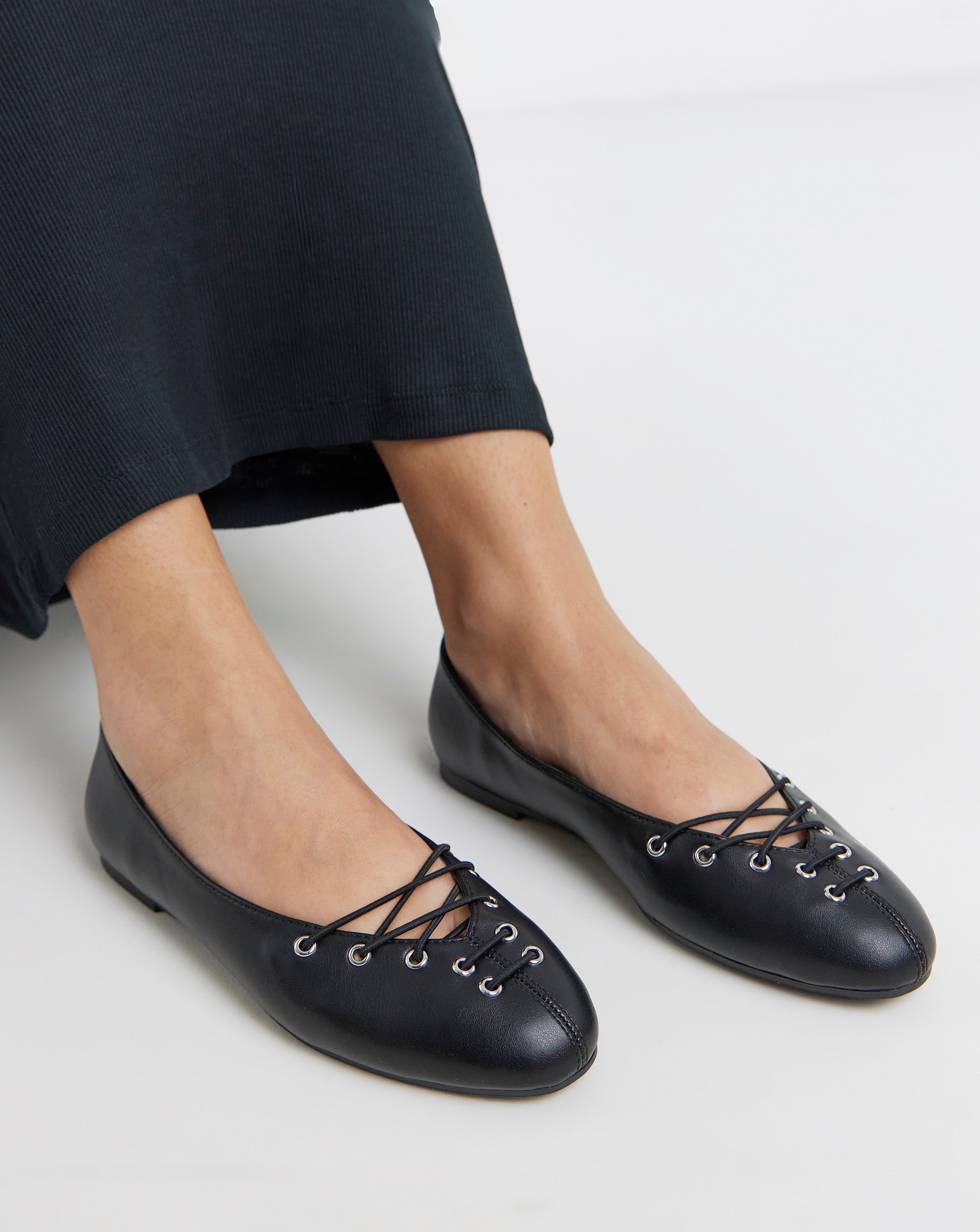 New In - Lace Front Ballerinas Wide Fit