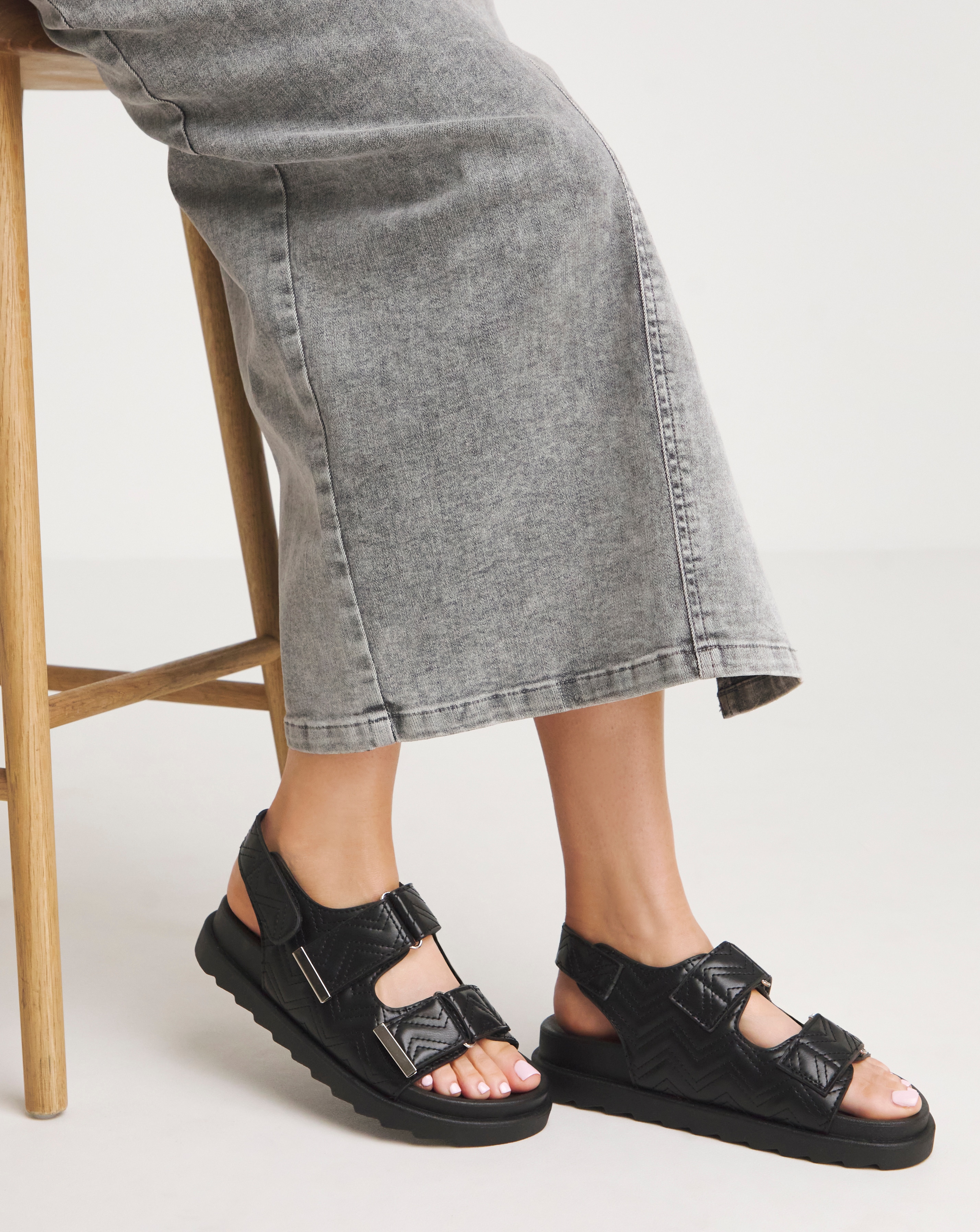 Quilted Touch and Close Sandal Ex Wide