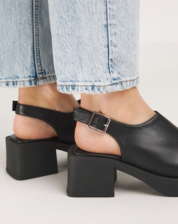 Monica Leather Slingback Block Heel Sandals Extra Wide EEE Fit Simply Comfort