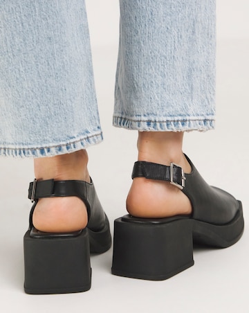 Monica Leather Slingback Block Heel Sandals Extra Wide EEE Fit Simply Comfort