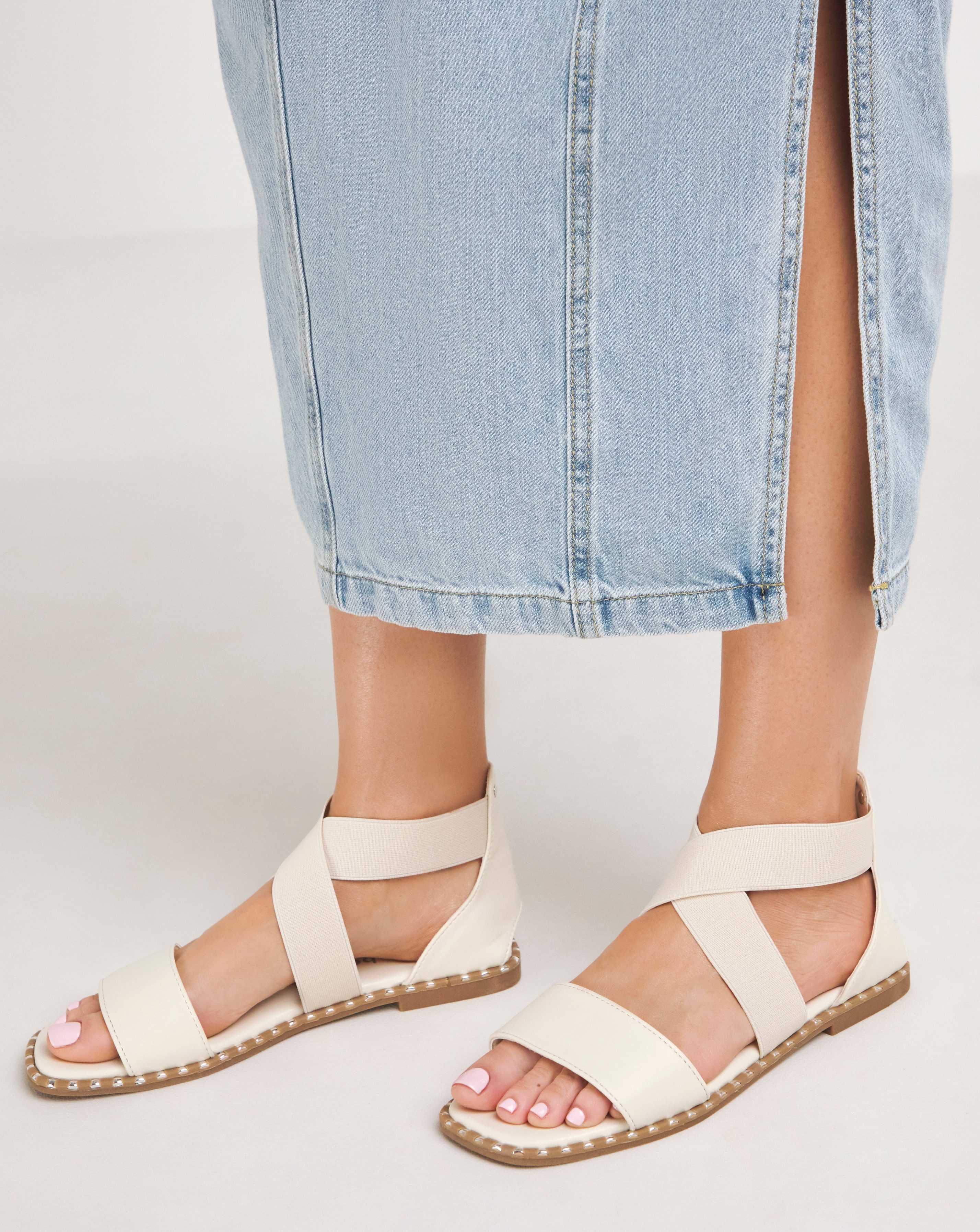 Stretch Cross Upper Flat Sandal Ex Wide