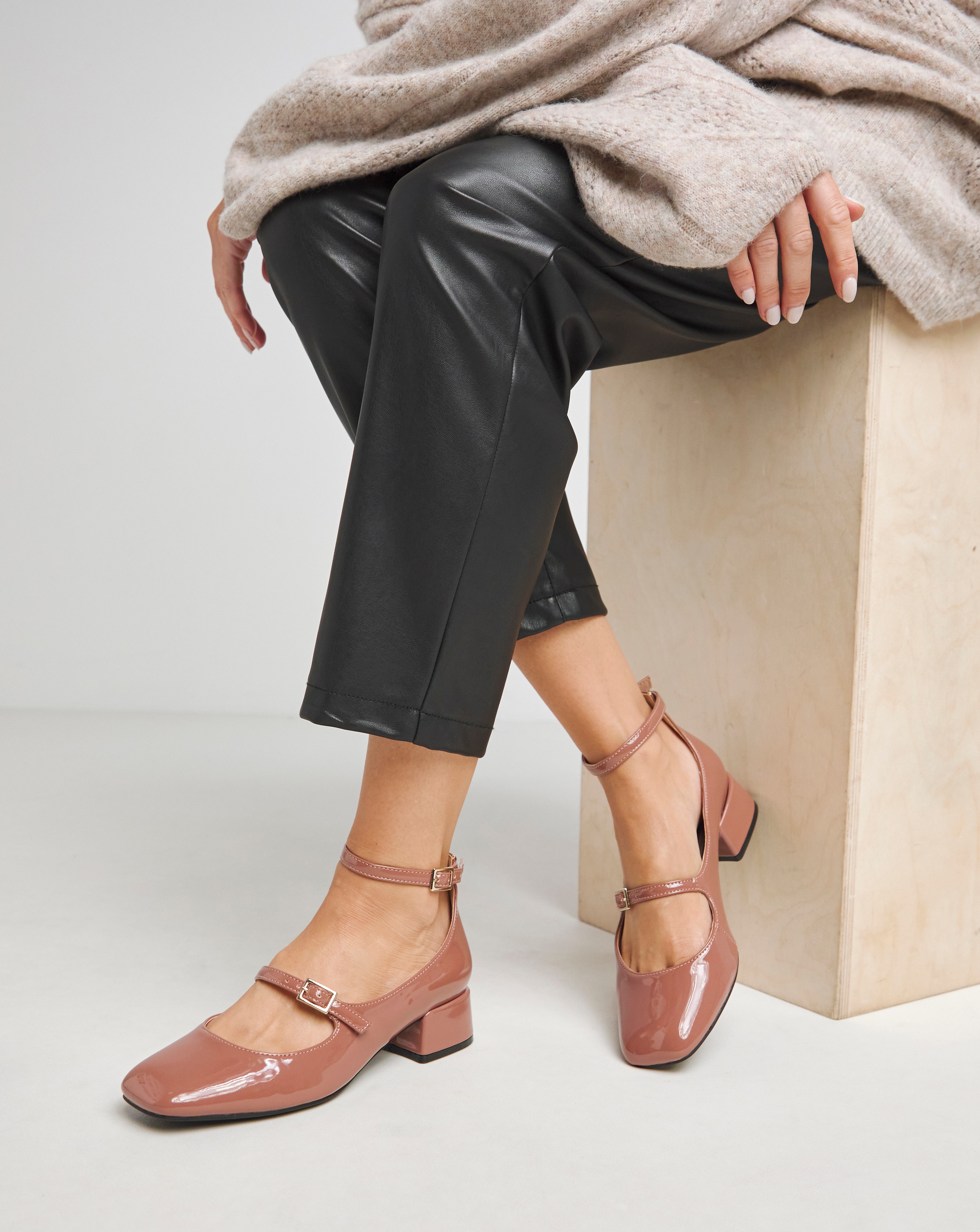 Mary Jane Ankle Strap Heel Shoes Wide