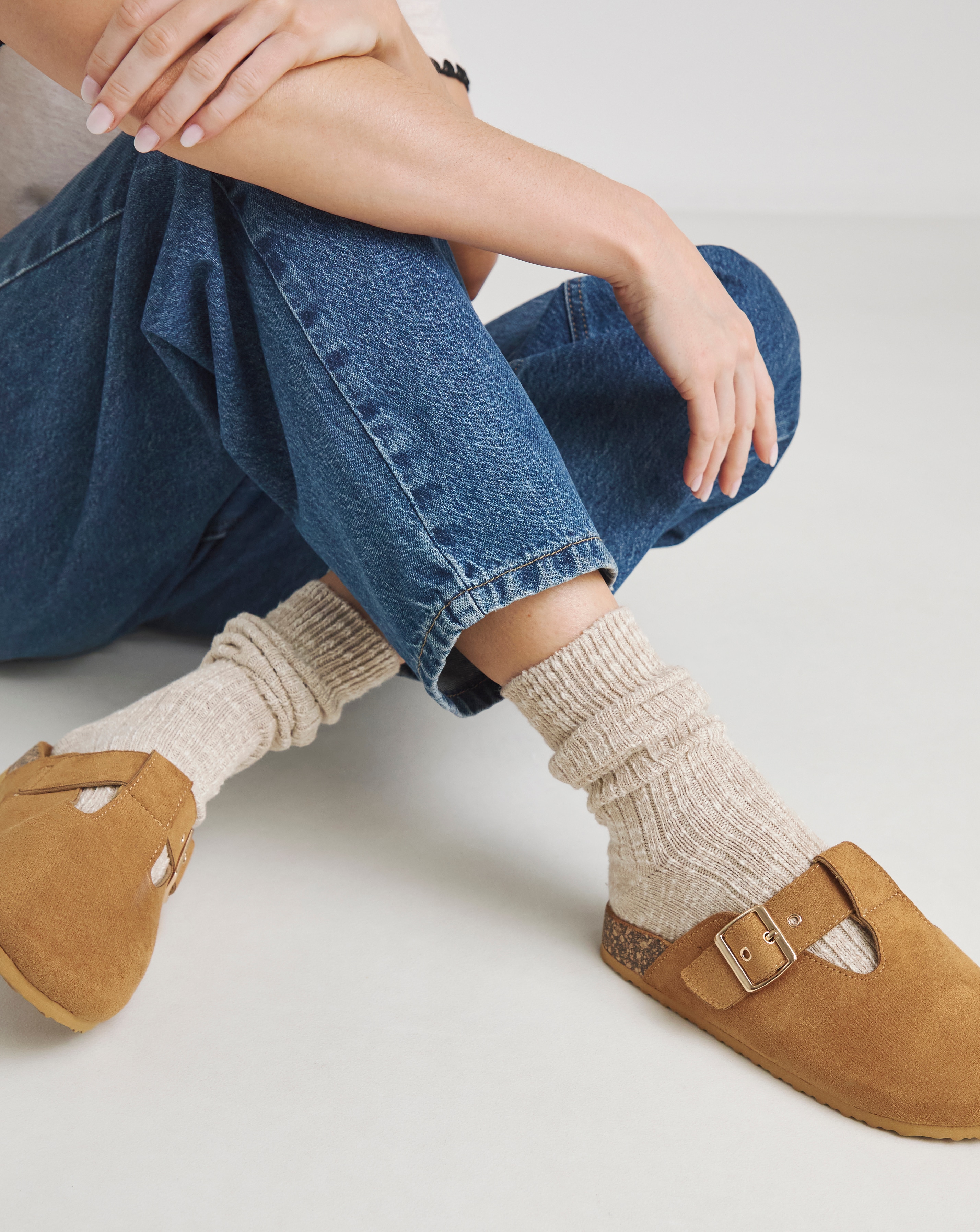 Buckle Footbed Closed Toe Mule Wide Fit