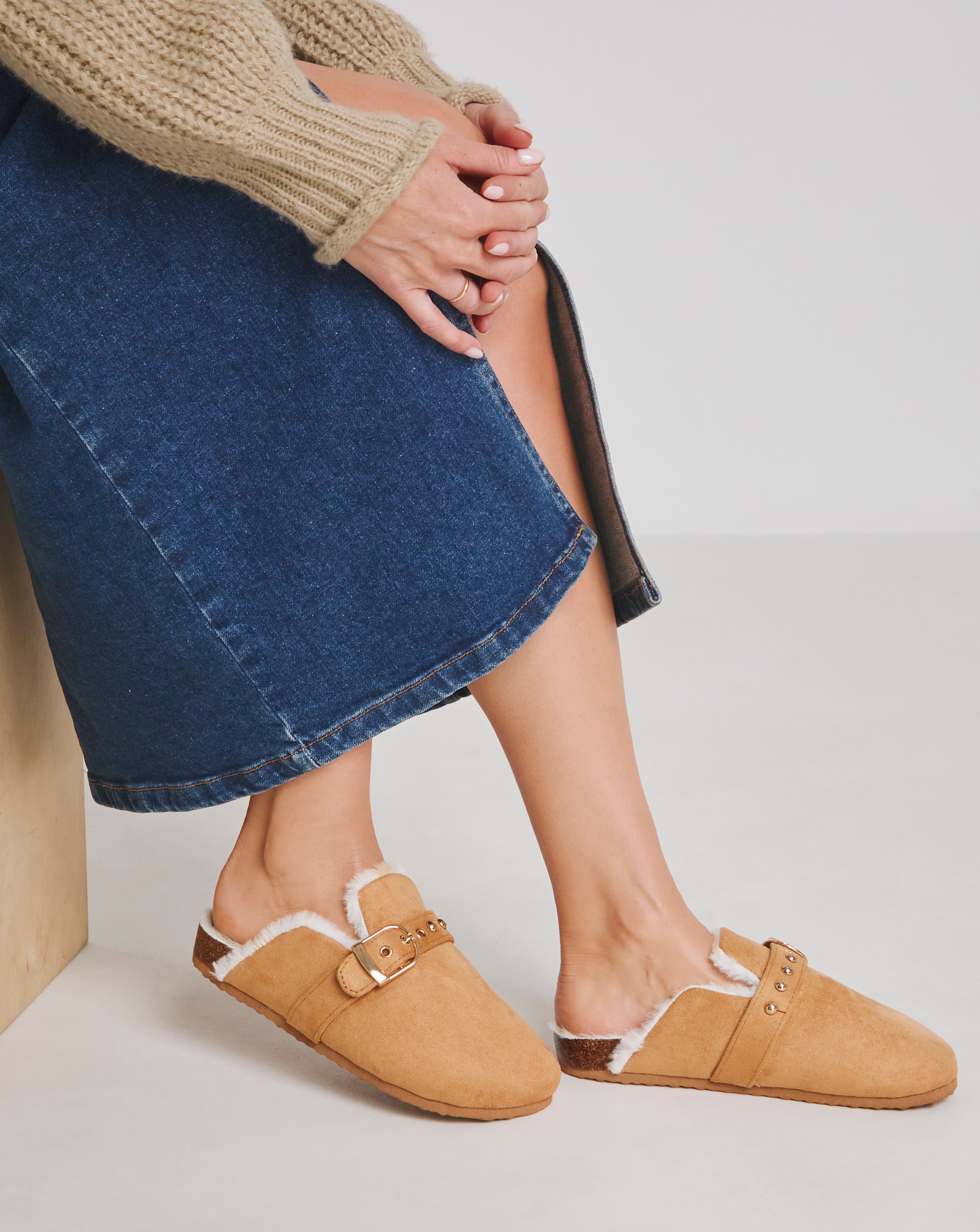 Closed Toe House Shoe Buckle Wide