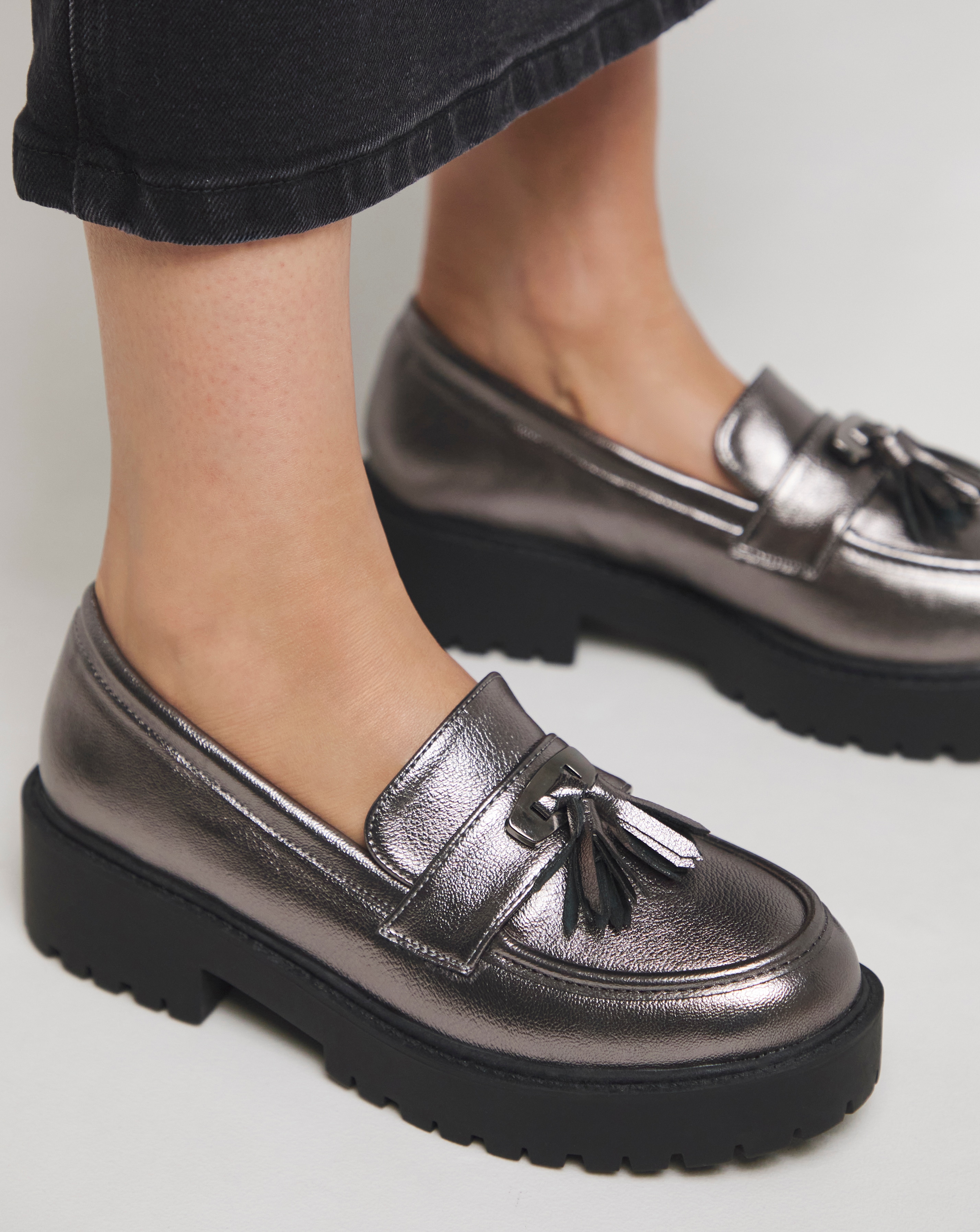Tassle Chunky Loafer Shoes Ex Wide Fit