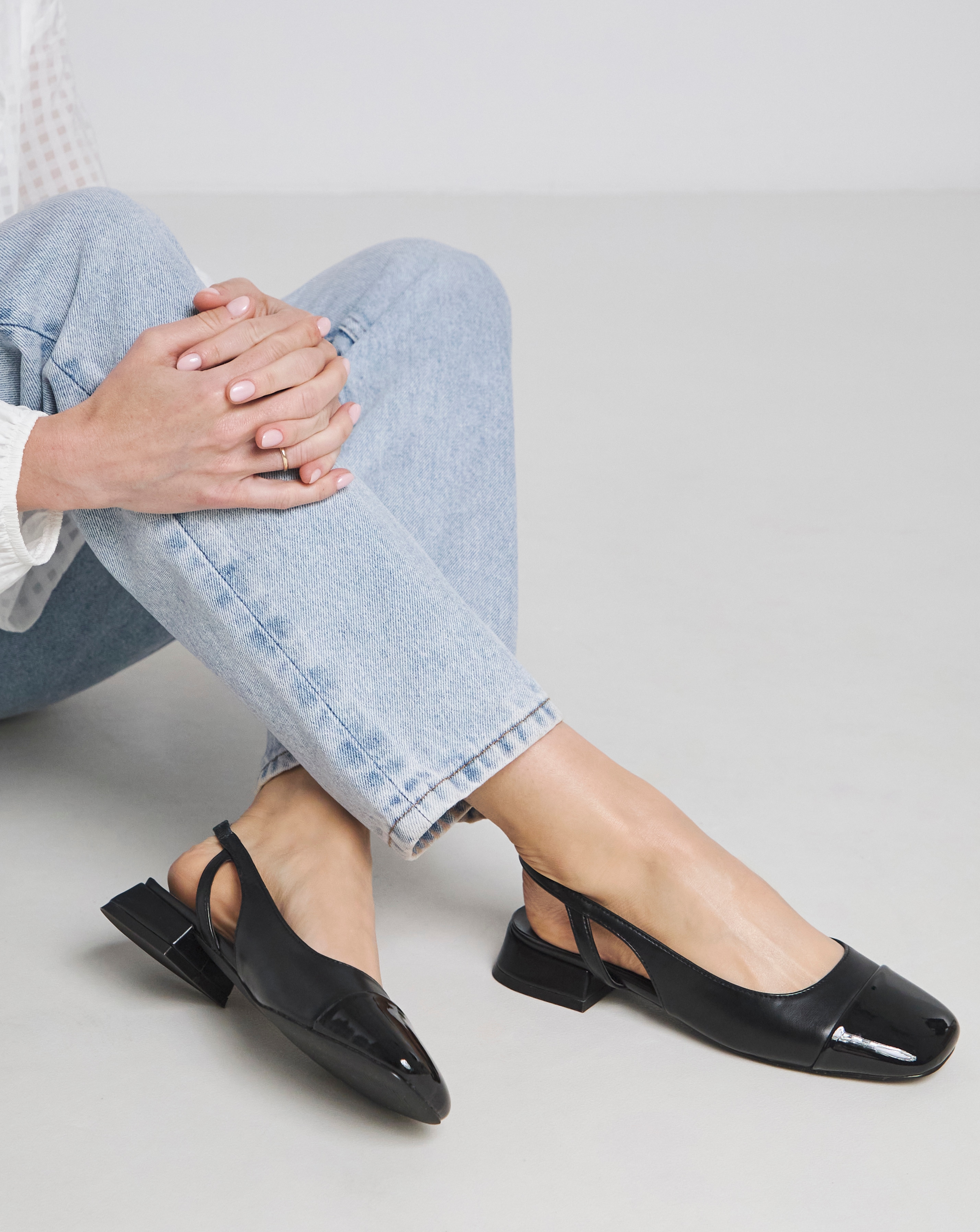 Slingback Toe Cap Shoes Wide Fit